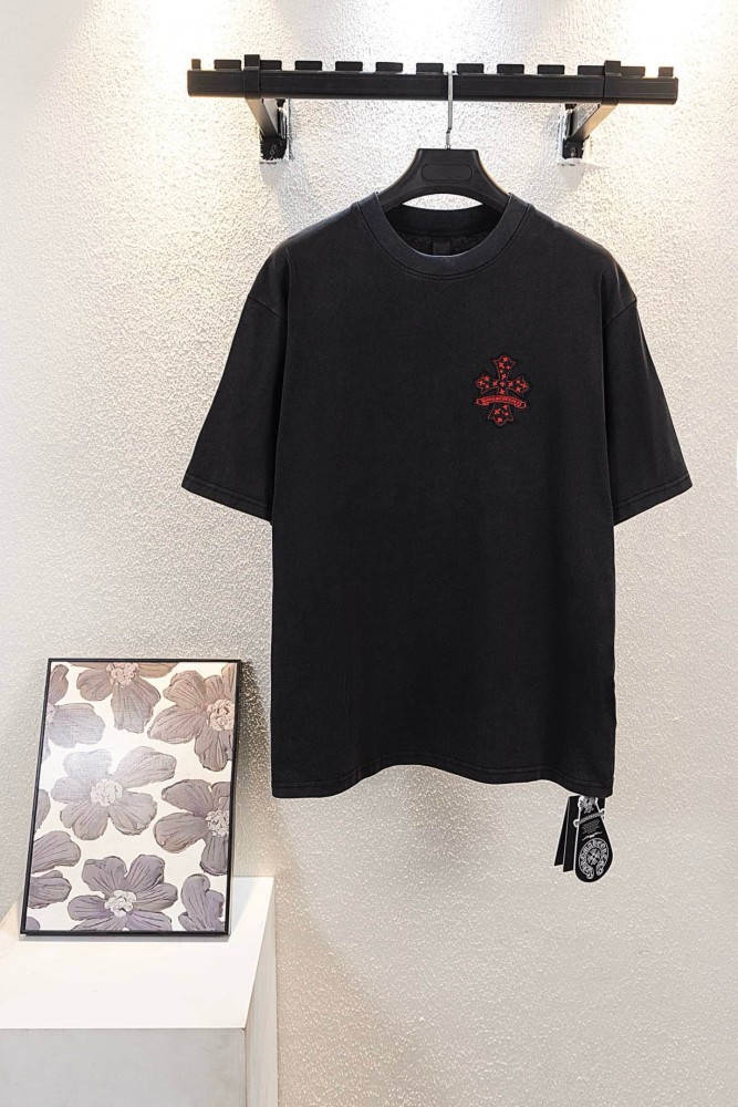 1:1 quality version Small Chest Red Cross Patch Embroidery Vintage Washed  T-shirt 2 colors 29306525