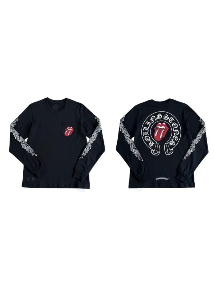1:1 quality version Rolling Stones Collab Red Big Tongue Print Long Sleeve T-Shirt 29306216