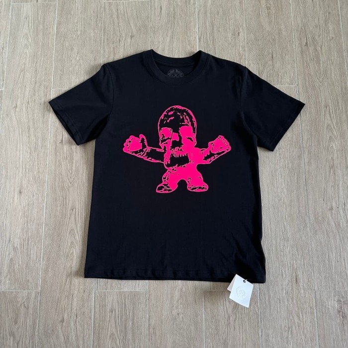 1:1 quality version Fluorescent Pink Skull Print Tee 2 colors 29306212