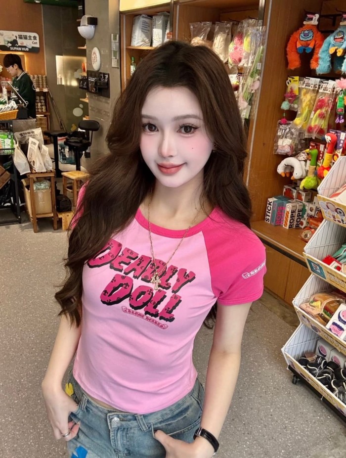 1:1 quality version Deadly Doll Raglan Sleeve Girl Group Style Print Tee 5 colors 29306360