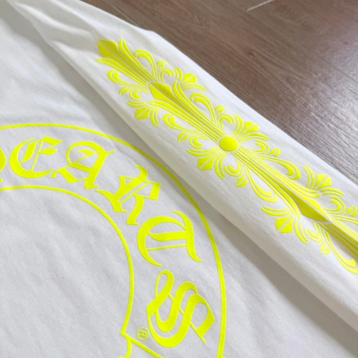 1:1 quality version Back Fluorescent Yellow-Green Horseshoe Print Long Sleeve T-Shirt 2 colors 29306218