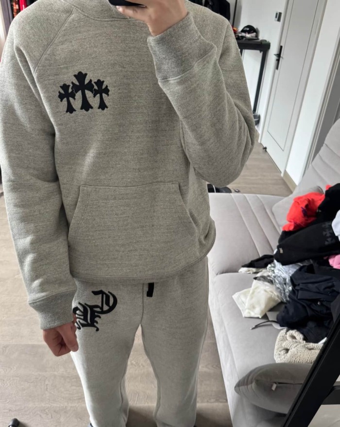 1:1 quality version Letter Patch Embroidery Grey Pants 29306318