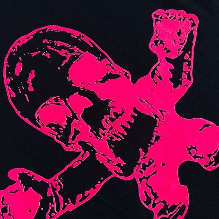 1:1 quality version Fluorescent Pink Skull Print Tee 2 colors 29306212