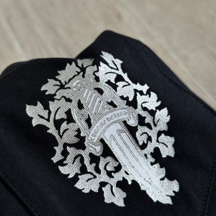 1:1 quality version Sword Vine Sanskrit Silver Foil Glitter Long Sleeve T-Shirt 2 colors 29306219