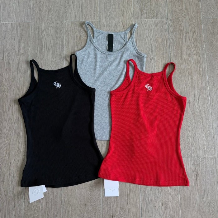 1:1 quality version Cross Flower Embroidery Knit Cami Top 3 colors 29306376