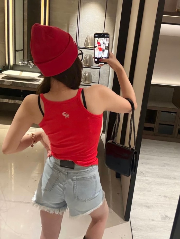 1:1 quality version Cross Flower Embroidery Knit Cami Top 3 colors 29306376