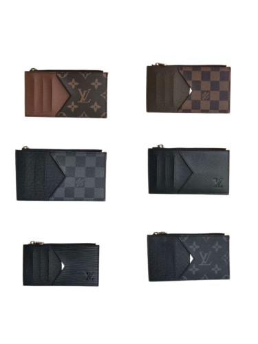 Men Vintage Checkered Card Holder Zipper Coin Pocket Multi Slots Slim Wallet Portable Business Card Case 6 colors 29306268