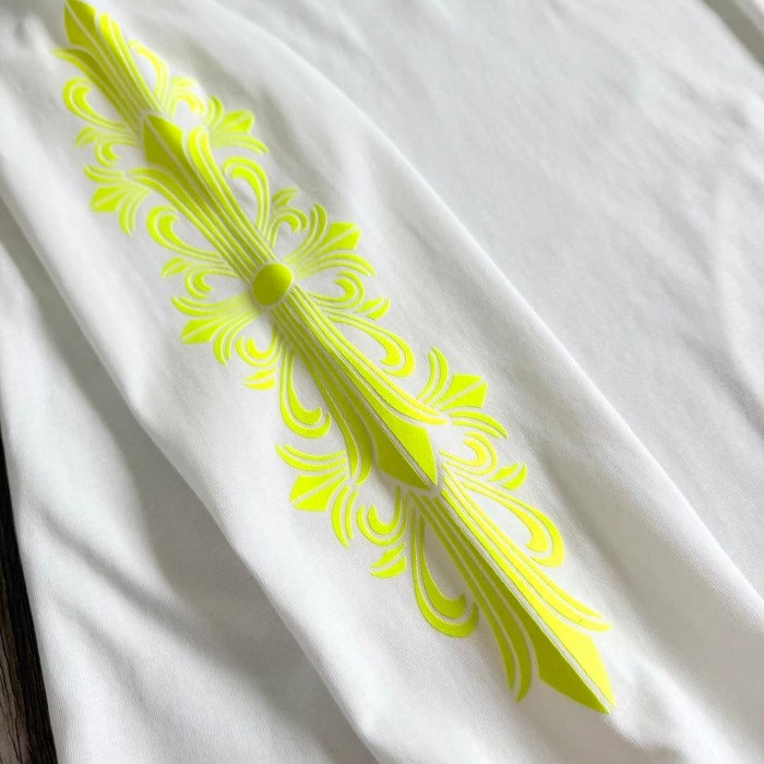 1:1 quality version Back Fluorescent Yellow-Green Horseshoe Print Long Sleeve T-Shirt 2 colors 29306218