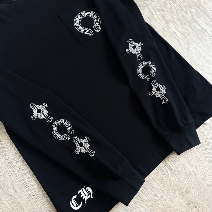 1:1 quality version Cross Sanskrit Scroll Print Long Sleeve T-Shirt 2 colors 29306222
