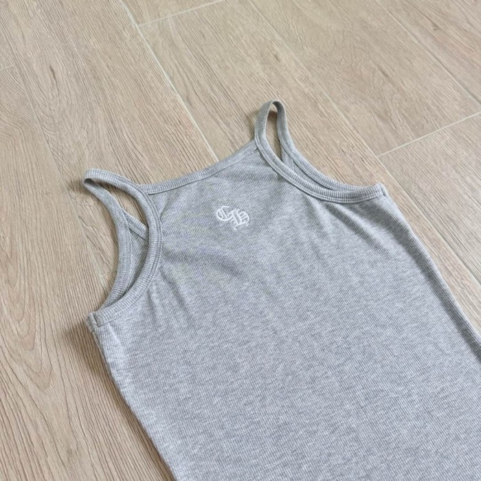 1:1 quality version Cross Flower Embroidery Knit Cami Top 3 colors 29306376