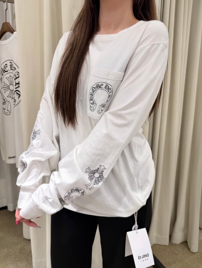1:1 quality version Cross Sanskrit Scroll Print Long Sleeve T-Shirt 2 colors 29306222