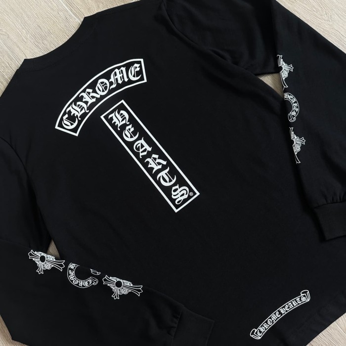 1:1 quality version Cross Sanskrit Scroll Print Long Sleeve T-Shirt 2 colors 29306222
