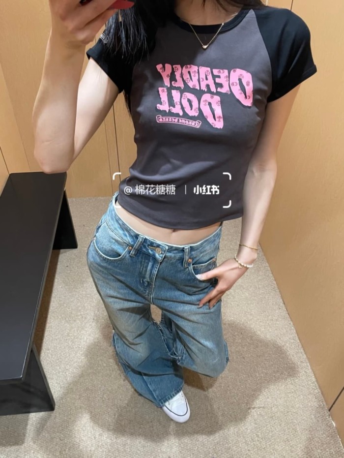 1:1 quality version Deadly Doll Raglan Sleeve Girl Group Style Print Tee 5 colors 29306360