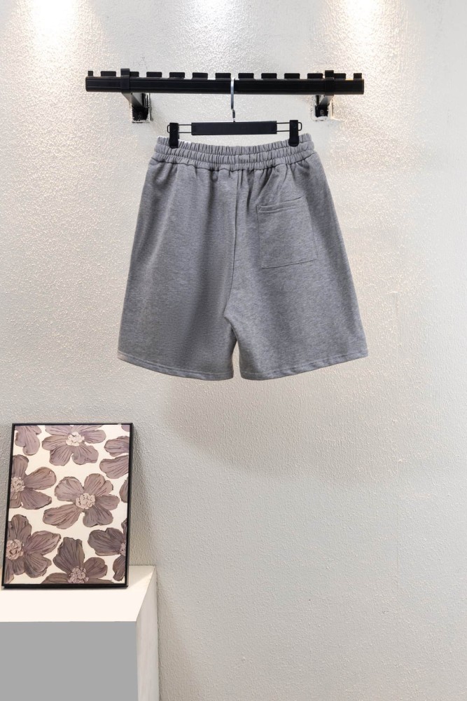 Streetwear Leather Cross Patch Applique Embroidery Elastic Drawstring Baggy Sweat Shorts 2 colors 29306496
