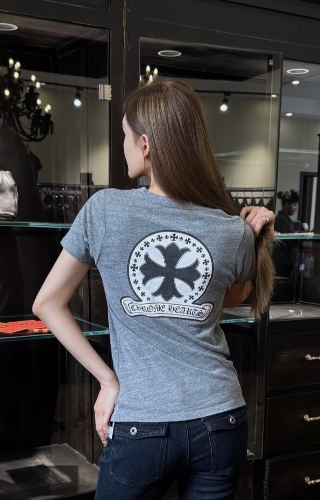 1:1 quality version Round Cross Flower Print On Back V Neck Tee for girls 29306364
