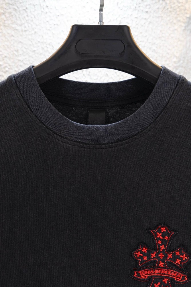 1:1 quality version Small Chest Red Cross Patch Embroidery Vintage Washed  T-shirt 2 colors 29306525