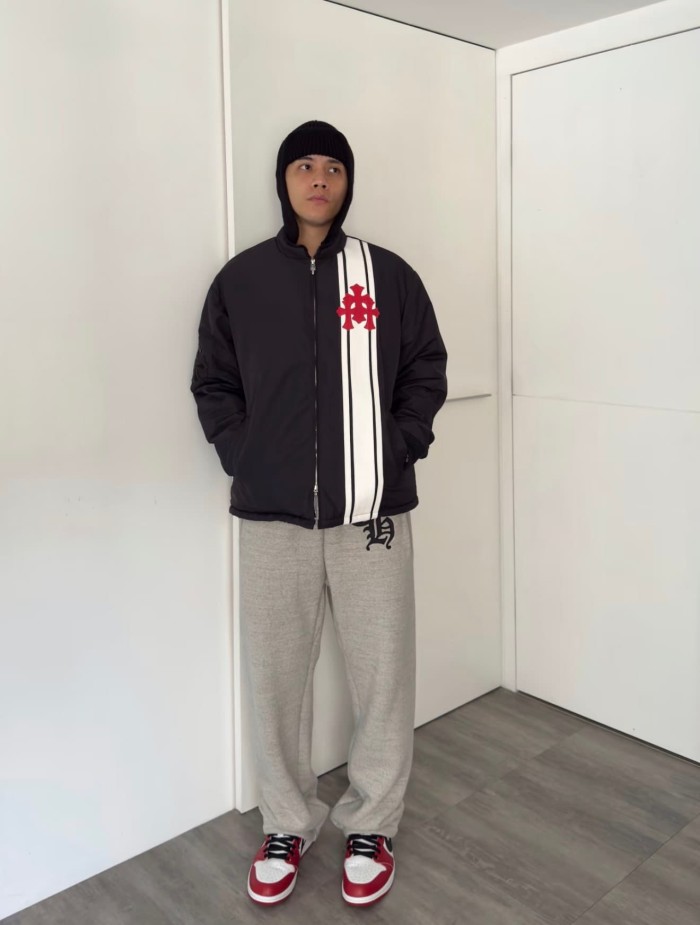 1:1 quality version Letter Patch Embroidery Grey Pants 29306318