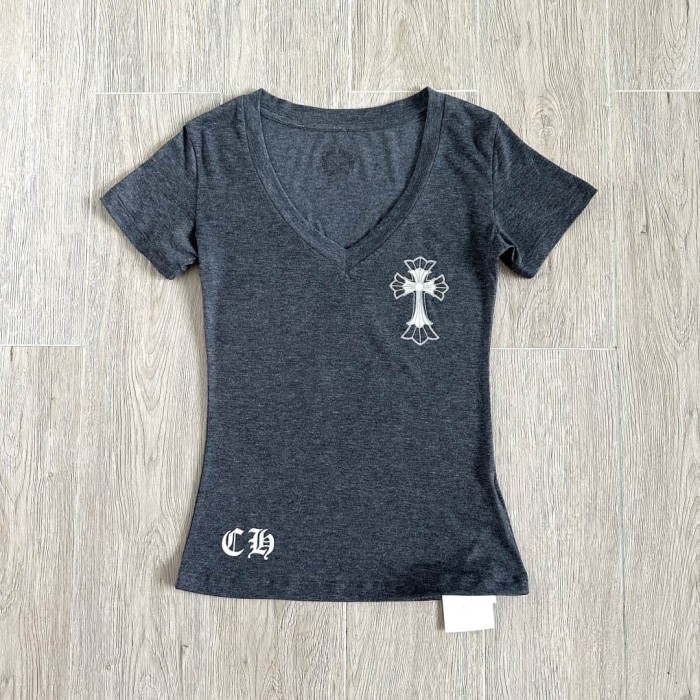 1:1 quality version Window Grille Cross Print On Back V Neck Tee for girls 29306363