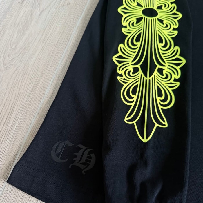 1:1 quality version Back Fluorescent Yellow-Green Horseshoe Print Long Sleeve T-Shirt 2 colors 29306218