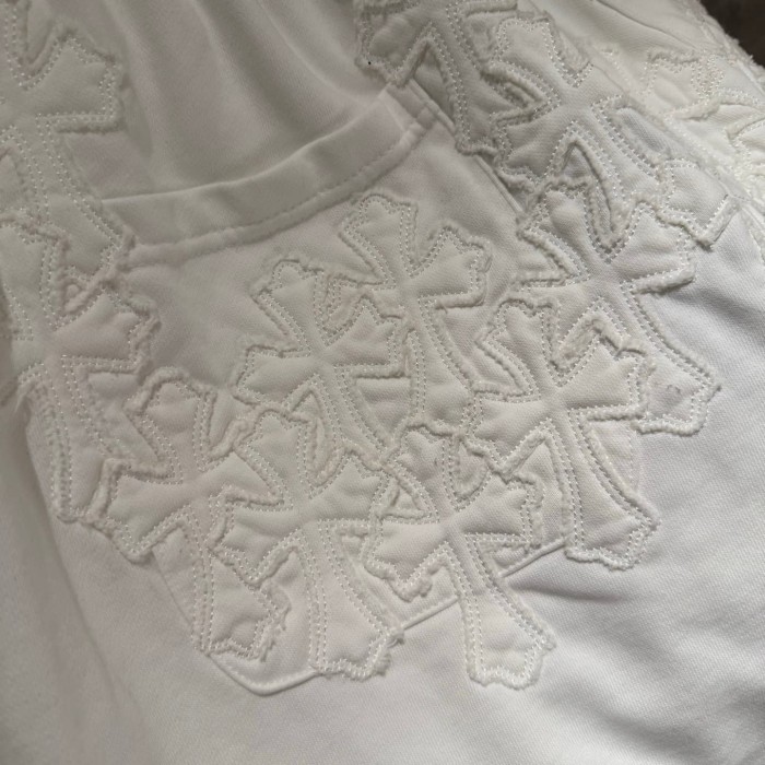 Gothic Streetwear Raw Edge Applique Cross Embroidery Elastic Drawstring Baggy Sweat Shorts 2 colors 29306483