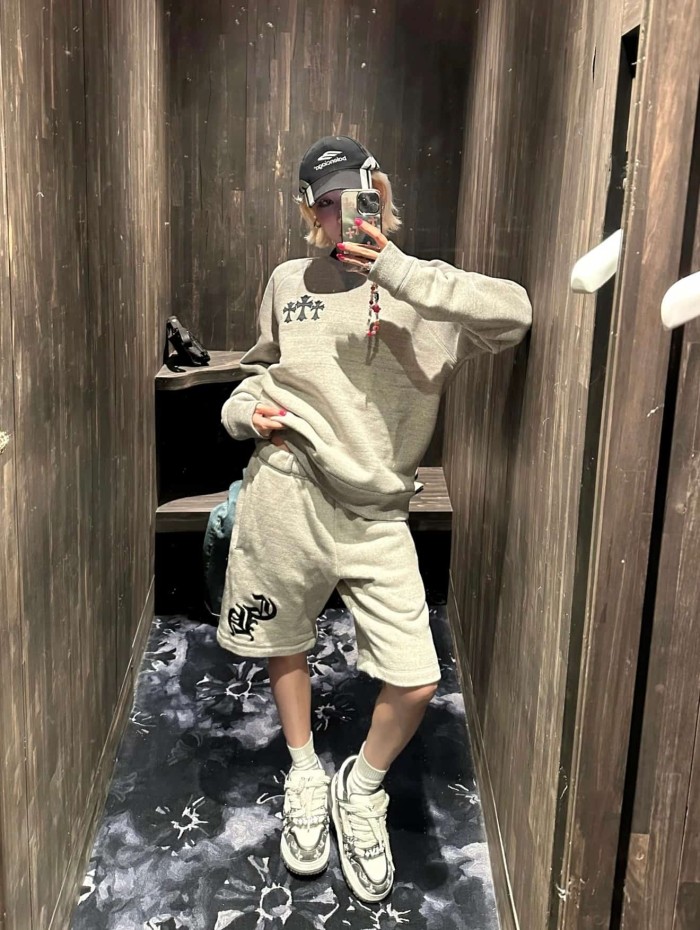 1:1 quality version Letter Patch Embroidery Grey Shorts 29306319