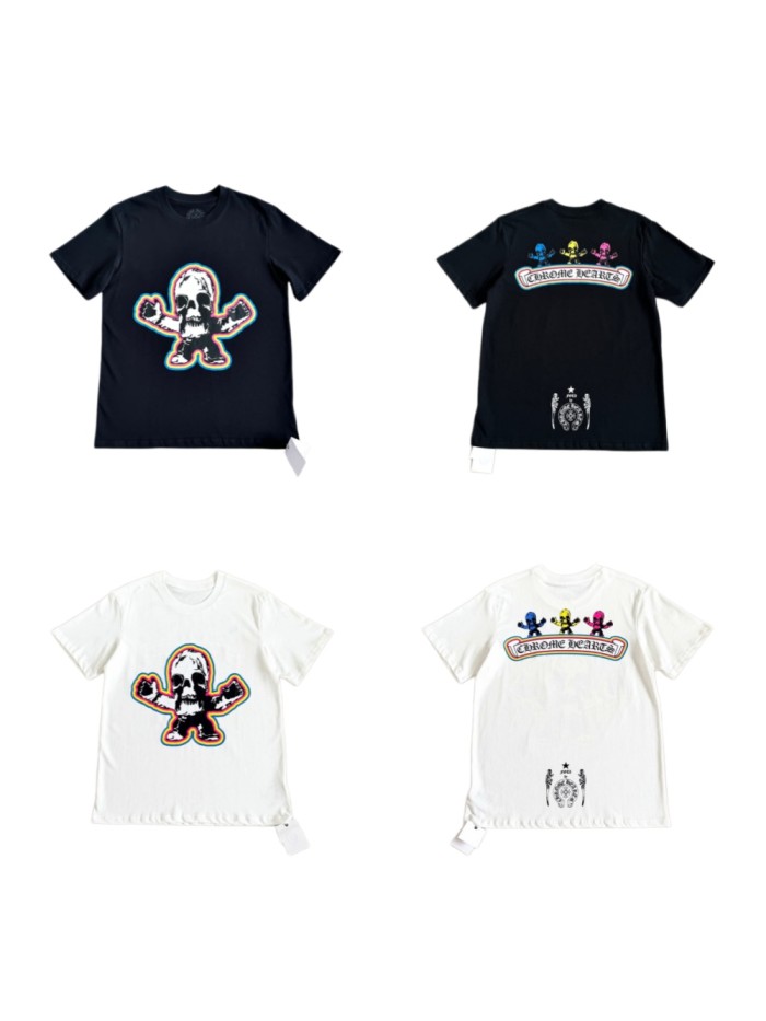 1:1 quality version Rainbow Outline Skull Print Tee 2 colors 29306208