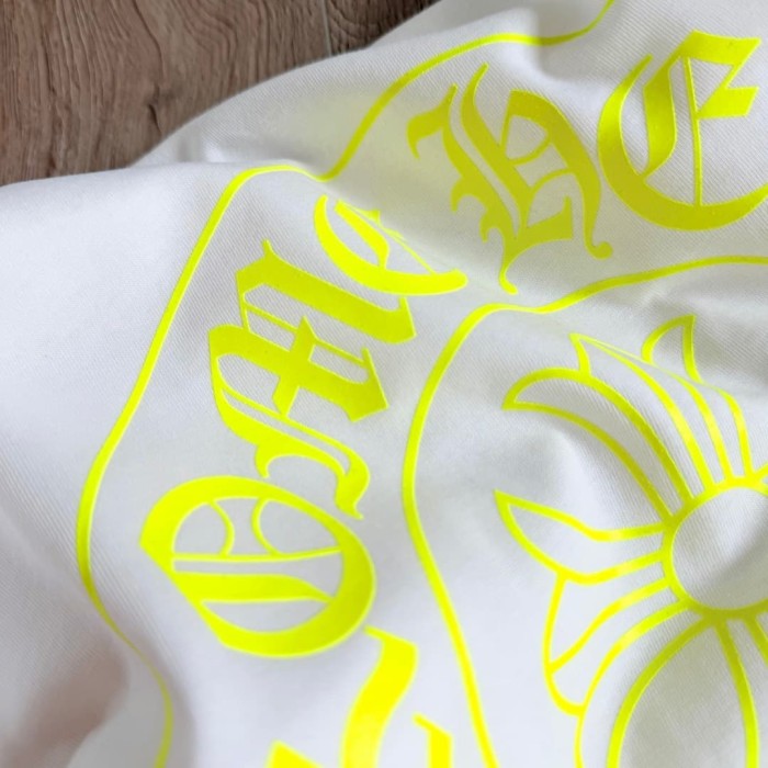 1:1 quality version Back Fluorescent Yellow-Green Horseshoe Cross Print Tee 2 colors 29306217