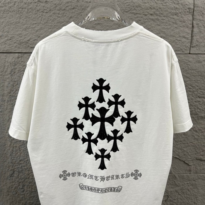 1:1 quality version Front Mini Triple Cross Logo Back Diamond Stacked Cross Gothic Script Print  T-shirt 4 colors 29306896