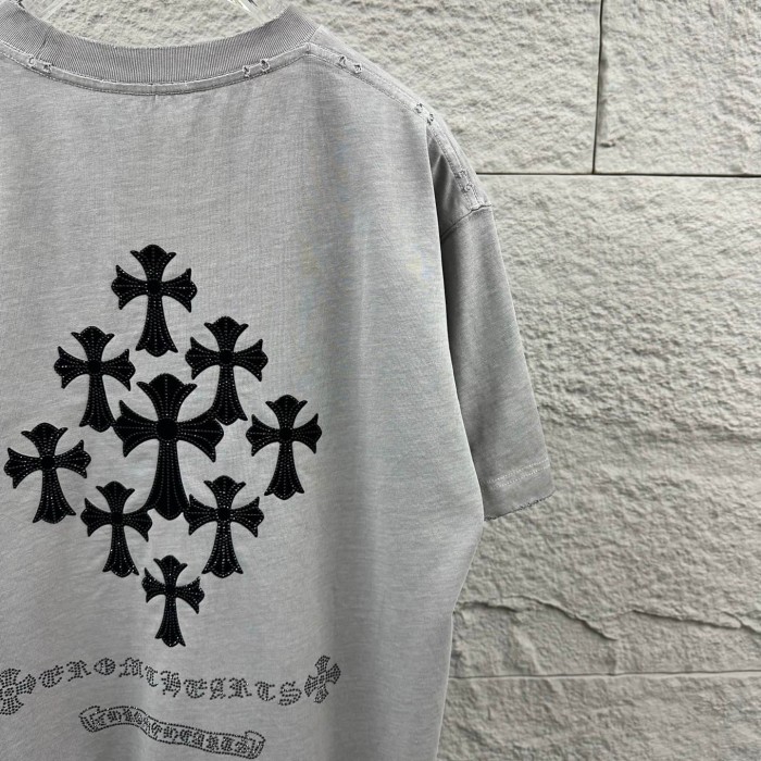 1:1 quality version Front Mini Triple Cross Logo Back Diamond Stacked Cross Gothic Script Print  T-shirt 4 colors 29306896