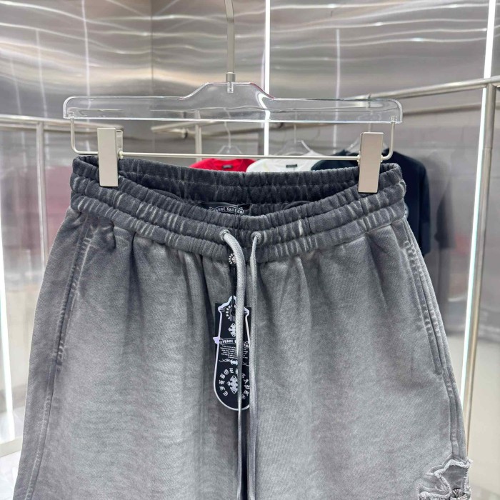 Cross Leather Patch Embroidery Gradient Washed Drawstring Sweat Shorts 3 colors 29306874