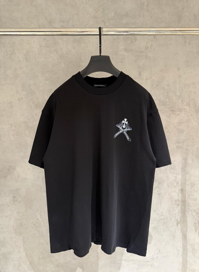 1:1 quality version Small Cross Ribbon Scroll Letter Back Large Ornate Floral Cross Interlaced Banner Gothic T-shirt 2 colors 29306939
