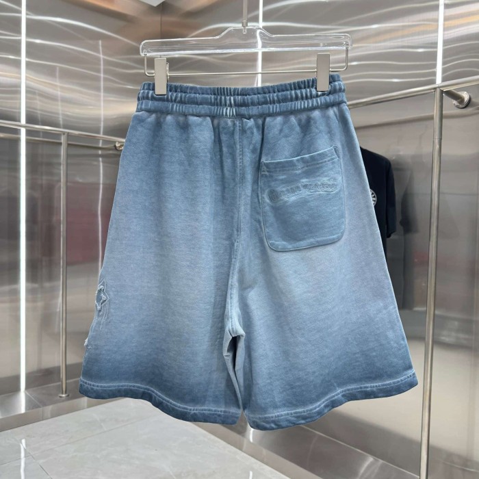 Cross Leather Patch Embroidery Gradient Washed Drawstring Sweat Shorts 3 colors 29306874