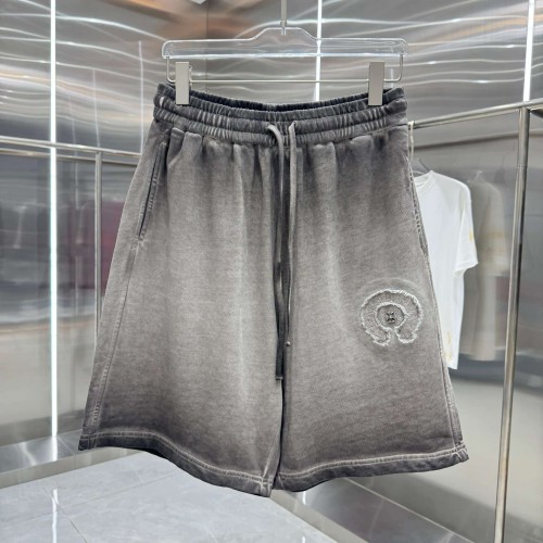 Circle Frayed Edge Patch Embroidery Gradient Washed Drawstring Sweat Shorts 3 colors 29306876