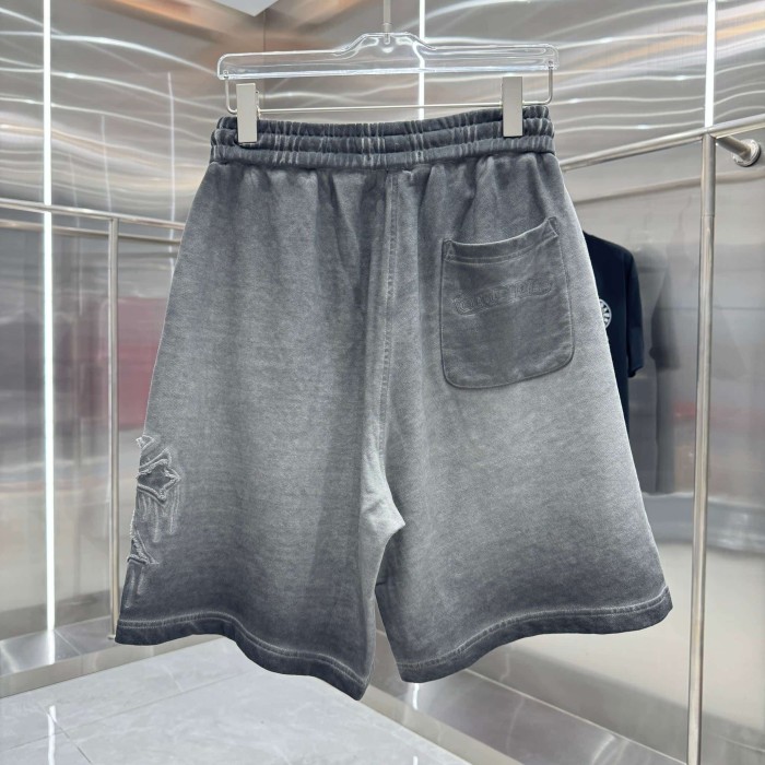 Cross Leather Patch Embroidery Gradient Washed Drawstring Sweat Shorts 3 colors 29306874