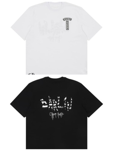 1:1 quality version Front Vertical Gothic Text Emblem Back Hand Drawn Graffiti Character Print T-shirt 2 colors 29306870