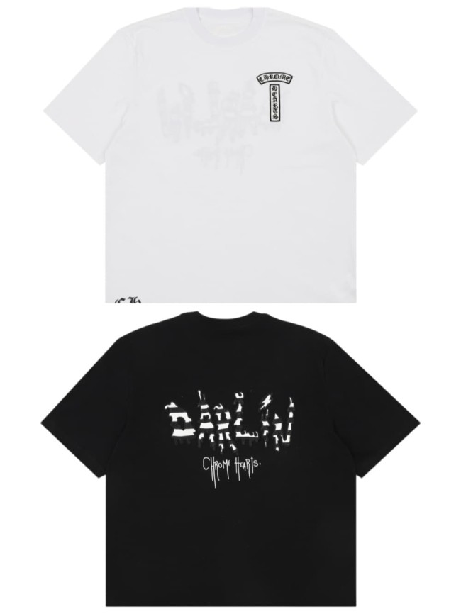 1:1 quality version Front Vertical Gothic Text Emblem Back Hand Drawn Graffiti Character Print T-shirt 2 colors 29306870