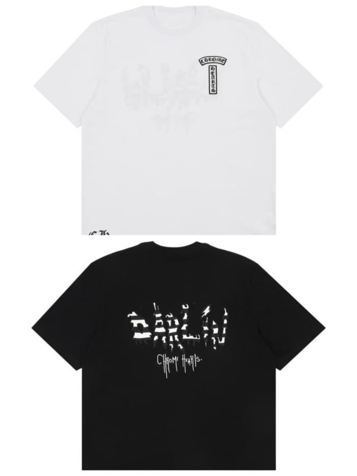 1:1 quality version Front Vertical Gothic Text Emblem Back Hand Drawn Graffiti Character Print T-shirt 2 colors 29306870