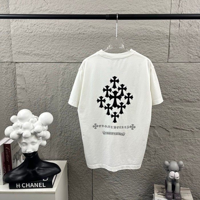 1:1 quality version Front Mini Triple Cross Logo Back Diamond Stacked Cross Gothic Script Print  T-shirt 4 colors 29306896