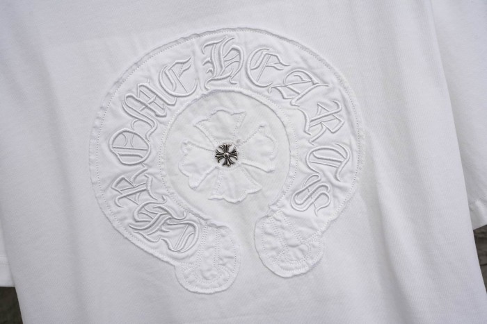 1:1 quality version Front Mini Horseshoe Logo Back Big Circular Horseshoe Ring Cross Embossed Print T-shirt 2 colors 29306904