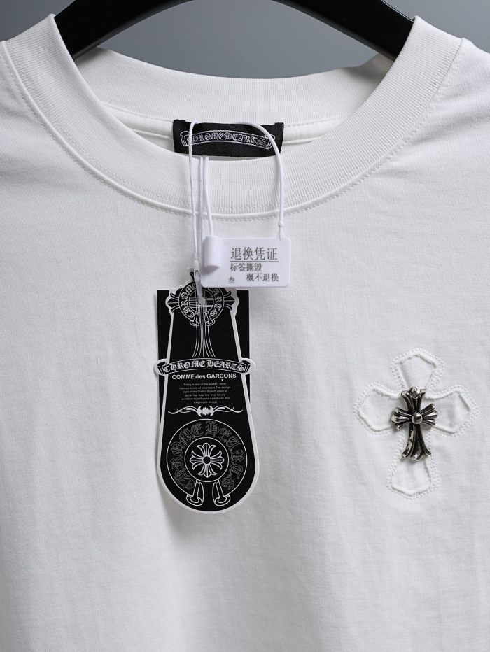 1:1 quality version Front Chest Raw Edge Cross Rivet Patch Logo Back Large Horseshoe Circle Embossed Print T-shirt 2 colors 29306946
