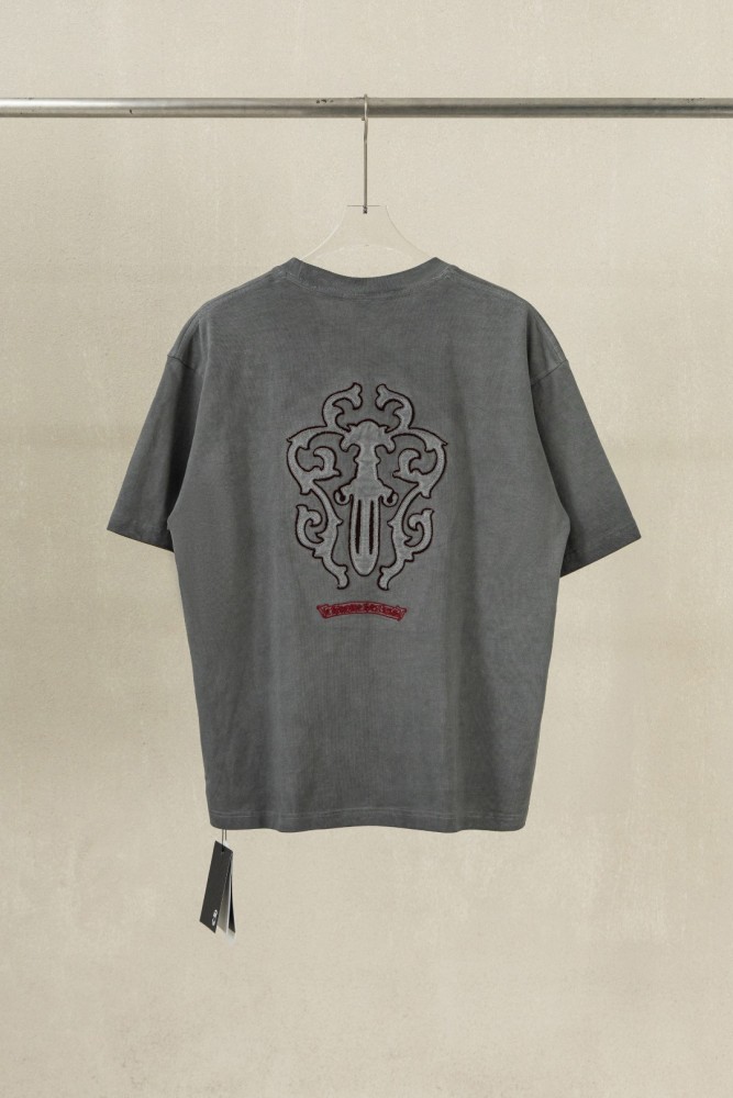1:1 quality version Front Chest Round Cross Logo Patch Back Dagger Ornament Totem Embroidery Washed  T-shirt 2 colors 29306868