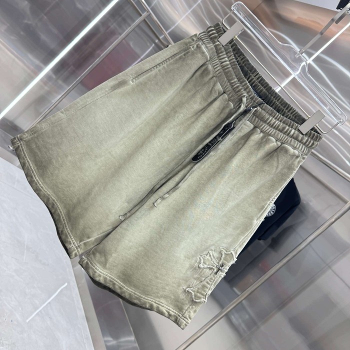 Cross Leather Patch Embroidery Gradient Washed Drawstring Sweat Shorts 3 colors 29306874