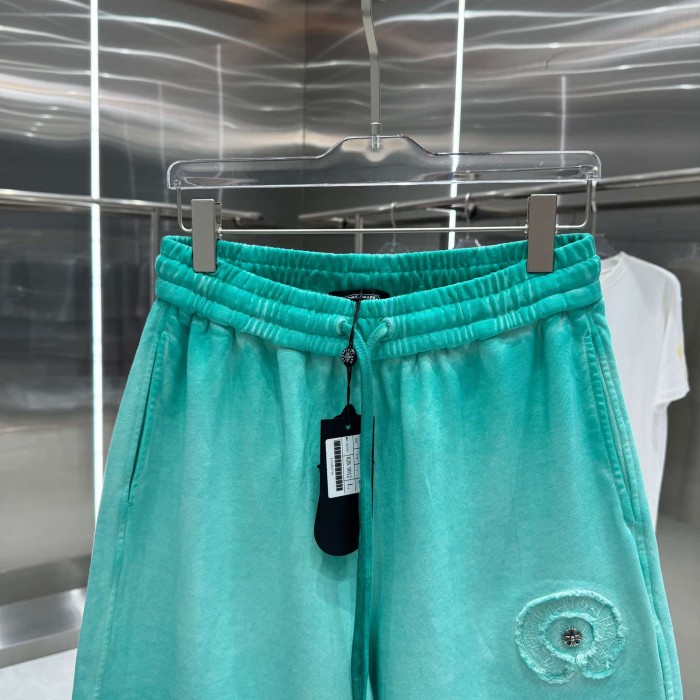 Circle Frayed Edge Patch Embroidery Gradient Washed Drawstring Sweat Shorts 3 colors 29306876