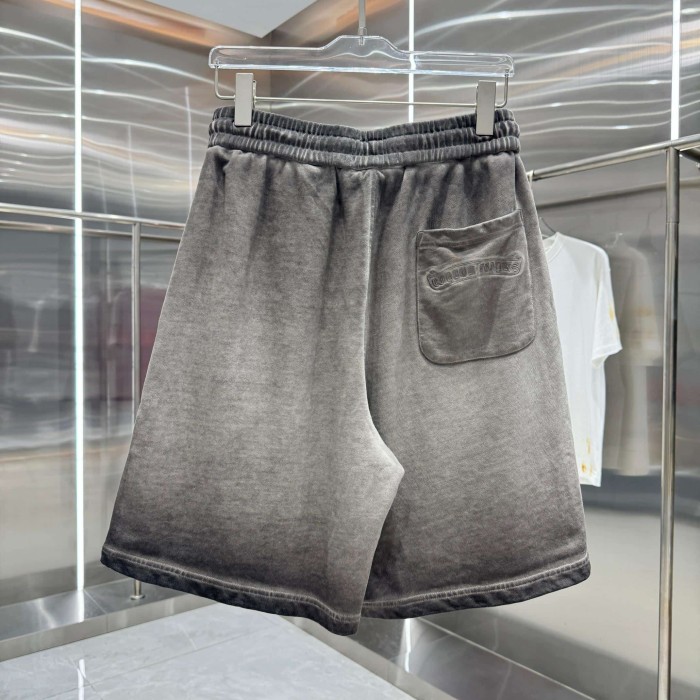 Circle Frayed Edge Patch Embroidery Gradient Washed Drawstring Sweat Shorts 3 colors 29306876