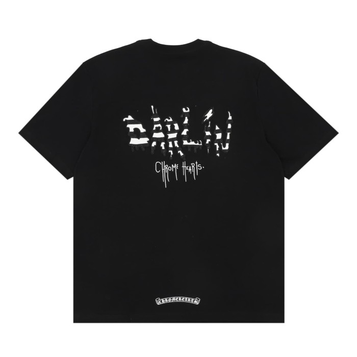 1:1 quality version Front Vertical Gothic Text Emblem Back Hand Drawn Graffiti Character Print T-shirt 2 colors 29306870