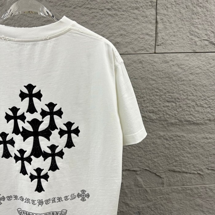 1:1 quality version Front Mini Triple Cross Logo Back Diamond Stacked Cross Gothic Script Print  T-shirt 4 colors 29306896