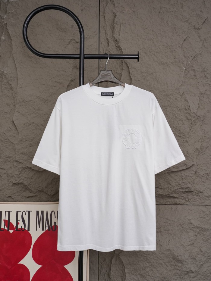 1:1 quality version Front Mini Horseshoe Logo Back Big Circular Horseshoe Ring Cross Embossed Print T-shirt 2 colors 29306904