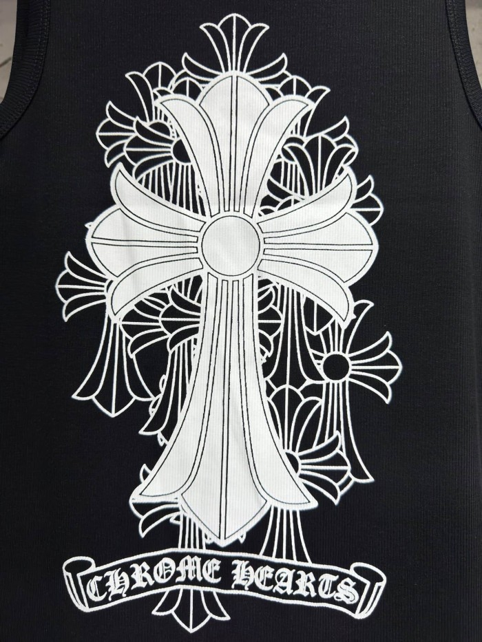 1:1 quality version Gothic Letter Print Back Intricate Floral Cross Banner Print Slim Tank Dress 29306944
