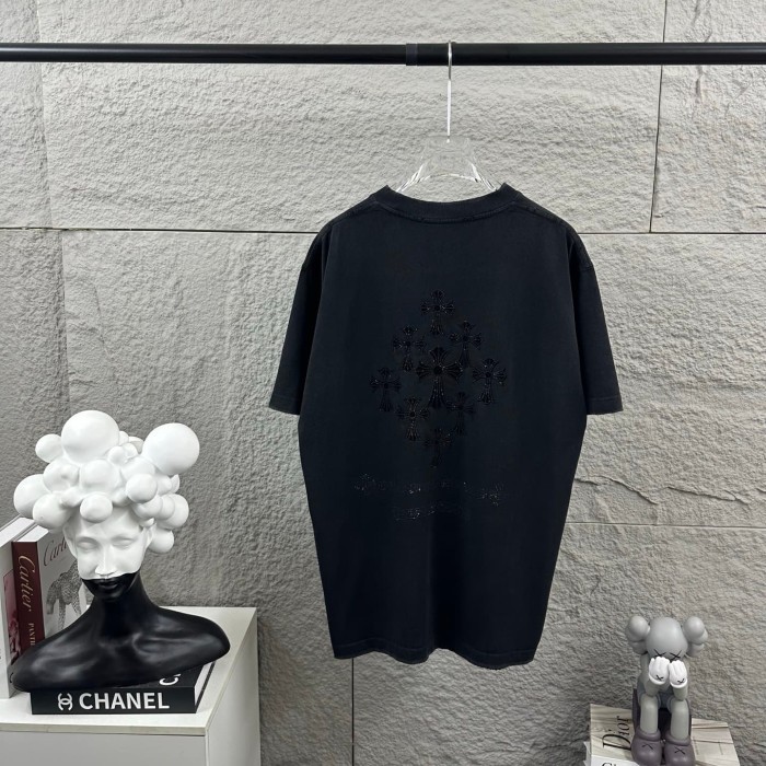 1:1 quality version Front Mini Triple Cross Logo Back Diamond Stacked Cross Gothic Script Print  T-shirt 4 colors 29306896