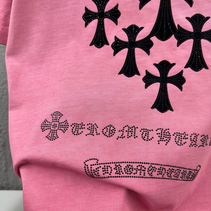 1:1 quality version Front Mini Triple Cross Logo Back Diamond Stacked Cross Gothic Script Print  T-shirt 4 colors 29306896